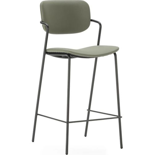 Lot De 2 Tabourets De Bar En Simili Vert Olive - Skandi