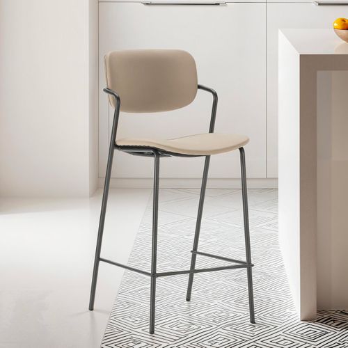 Lot De 2 Tabourets De Bar En Simili Taupe - Skandi