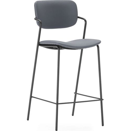 Lot De 2 Tabourets De Bar En Simili Gris Foncé - Skandi