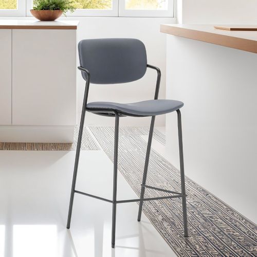 Lot De 2 Tabourets De Bar En Simili Gris Foncé - Skandi