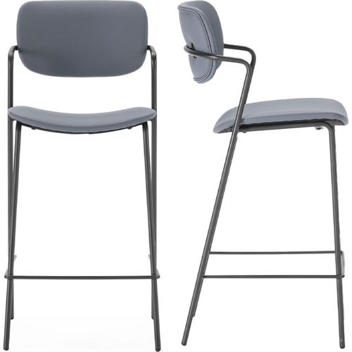 Lot De 2 Tabourets De Bar En Simili Gris Foncé - Skandi