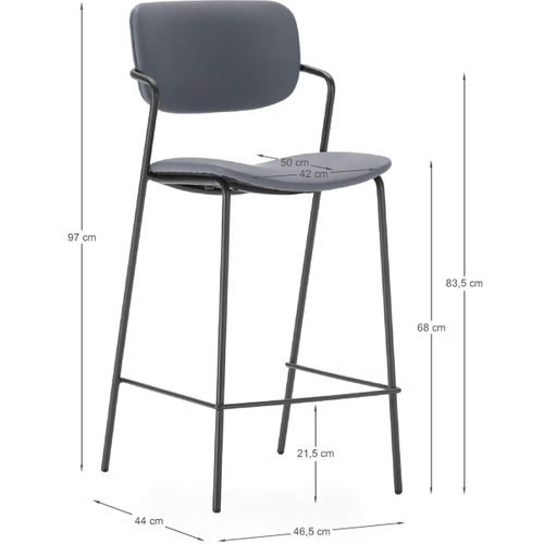 Lot De 2 Tabourets De Bar En Simili Gris Foncé - Skandi