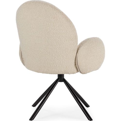 Fauteuil De Table Pivotant En Tissu Bouclé Blanc - Opaline