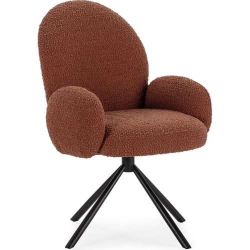 Fauteuil De Table Pivotant En Tissu Bouclé Rouille - Opaline