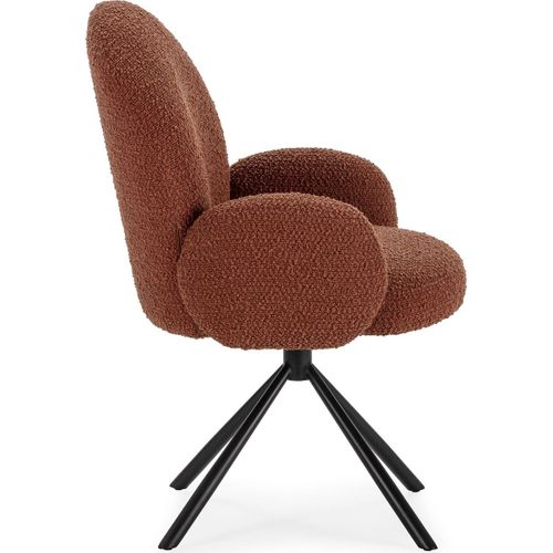 Fauteuil De Table Pivotant En Tissu Bouclé Rouille - Opaline