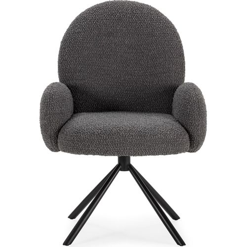 Fauteuil De Table Pivotant En Tissu Bouclé Gris Foncé - Opaline