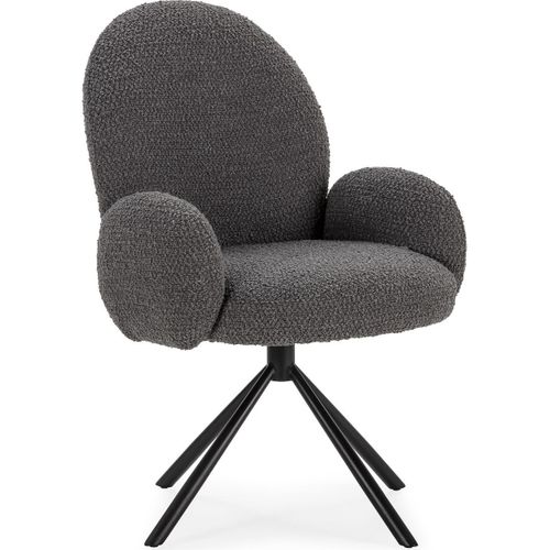 Fauteuil De Table Pivotant En Tissu Bouclé Gris Foncé - Opaline