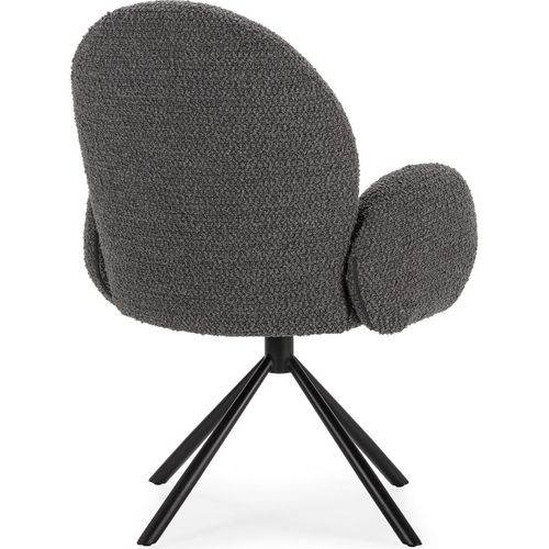 Fauteuil De Table Pivotant En Tissu Bouclé Gris Foncé - Opaline