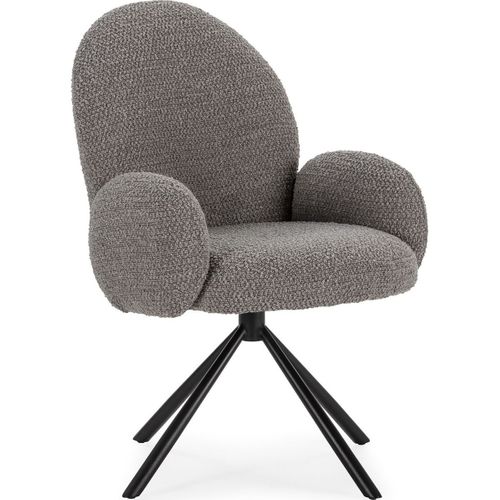 Fauteuil De Table Pivotant En Tissu Bouclé Gris Clair - Opaline