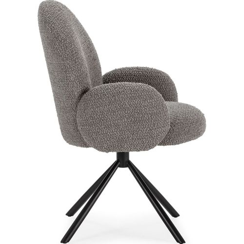Fauteuil De Table Pivotant En Tissu Bouclé Gris Clair - Opaline