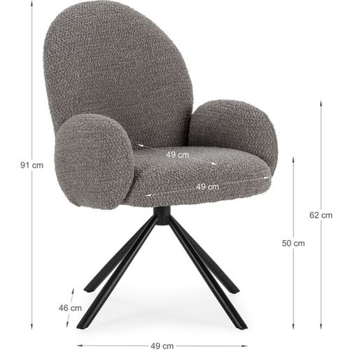 Fauteuil De Table Pivotant En Tissu Bouclé Gris Clair - Opaline