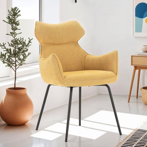 Lot De 2 Fauteuils De Table En Tissu Jaune Moutarde - Iconic