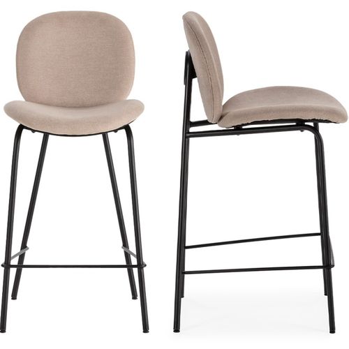 Lot De 2 Tabourets De Bar En Tissu Beige - Boreal