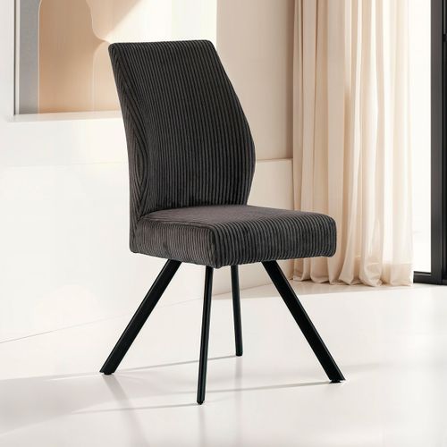 Lot De 2 Chaises Velours Côtelé Gris Foncé - Lagom