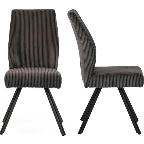 Lot De 2 Chaises Velours Côtelé Gris Foncé - Lagom