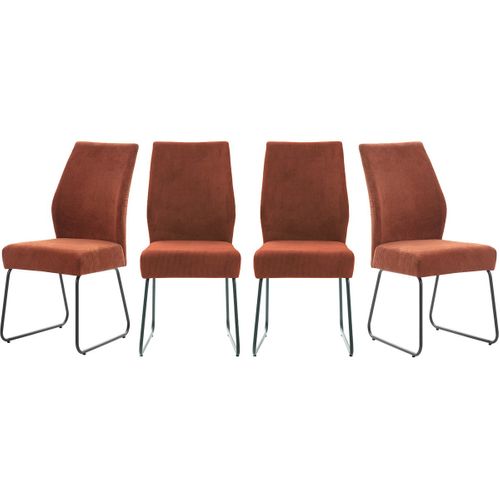 Lot De 4 Chaises En Velours Côtelé Rouille - Stuga