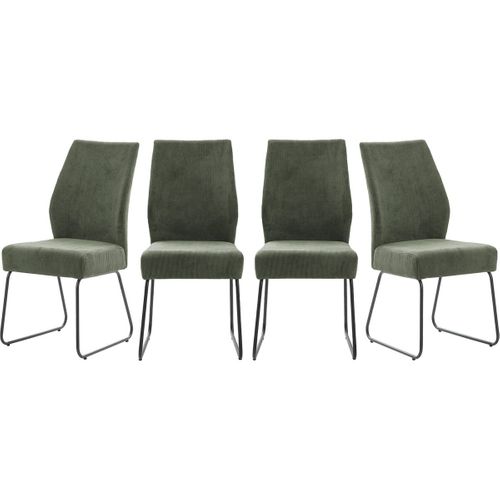 Lot De 4 Chaises En Velours Côtelé Vert - Stuga