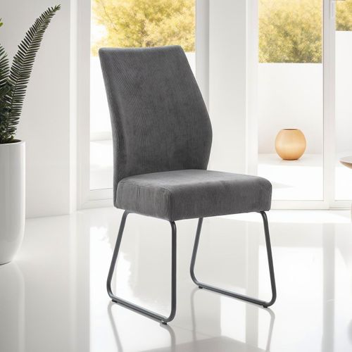 Lot De 4 Chaises En Velours Côtelé Gris Anthracite - Stuga