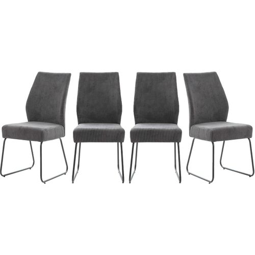 Lot De 4 Chaises En Velours Côtelé Gris Anthracite - Stuga