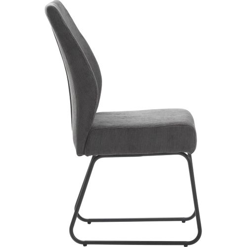 Lot De 4 Chaises En Velours Côtelé Gris Anthracite - Stuga