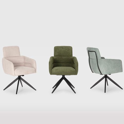 Lot De 2 Fauteuils De Tables Pivotants En Tissu Gris Clair - Alvar