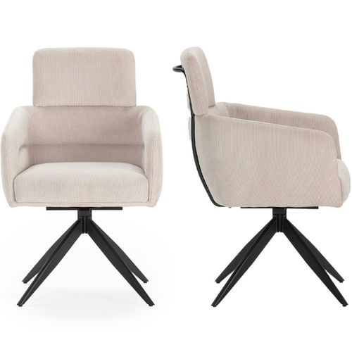 Lot De 2 Fauteuils De Tables Pivotants En Tissu Gris Clair - Alvar