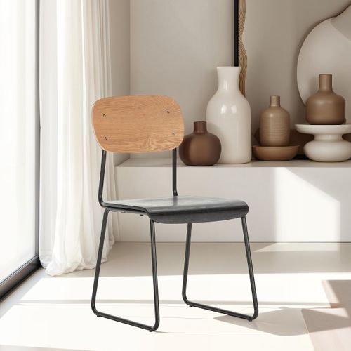 Lot De 2 Chaises Effet Bois Noir - Eken