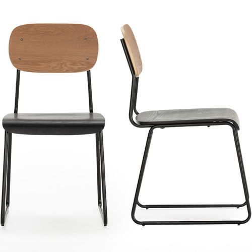 Lot De 2 Chaises Effet Bois Noir - Eken