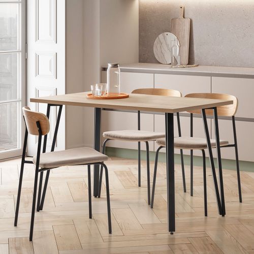 Lot De 2 Chaises En Tissu Taupe Et Effet Bois - Svala