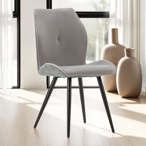 Lot De 2 Chaises En Velours Côtelé Gris - Lykke