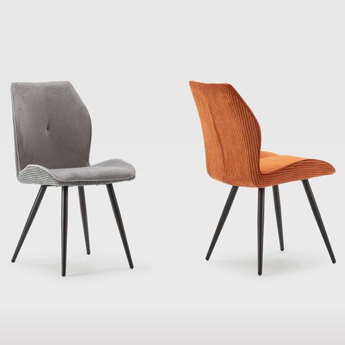 Lot De 2 Chaises En Velours Côtelé Gris - Lykke