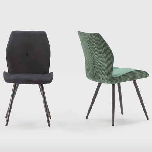 Lot De 2 Chaises En Velours Côtelé Noir - Lykke