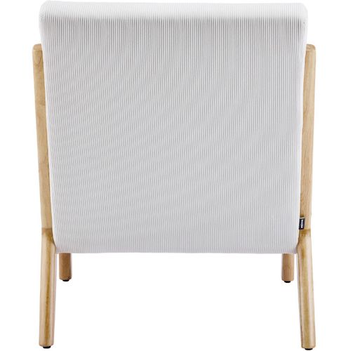 Fauteuil En Bois Et Velours Fines Côtes Beige - Lanna