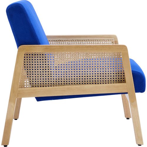 Fauteuil En Cannage Et Velours Côtelé Bleu Électrique - Mani