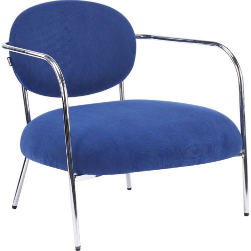 Fauteuil En Velours Côtelé Bleu Électrique Et Piètement Chromé - Léon