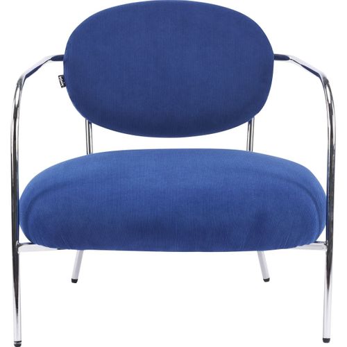 Fauteuil En Velours Côtelé Bleu Électrique Et Piètement Chromé - Léon