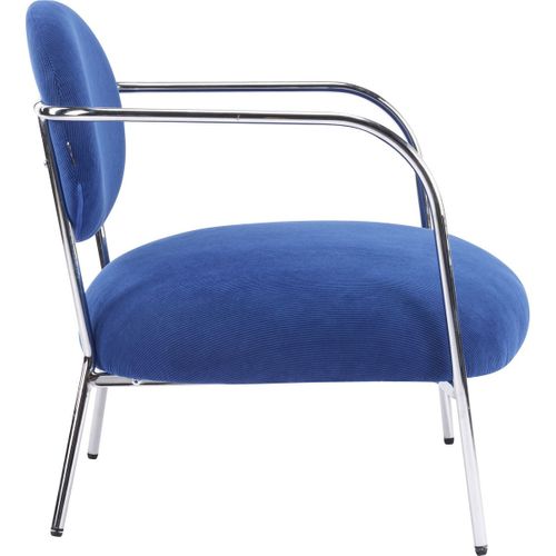 Fauteuil En Velours Côtelé Bleu Électrique Et Piètement Chromé - Léon