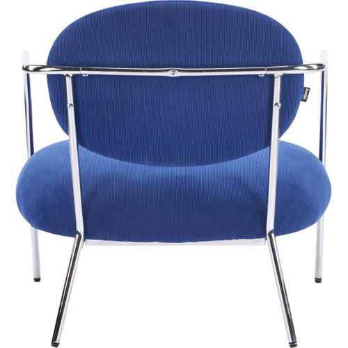 Fauteuil En Velours Côtelé Bleu Électrique Et Piètement Chromé - Léon