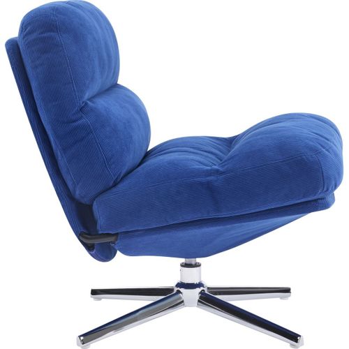 Fauteuil Pivotant En Velours Côtelé Bleu Électrique Et Piètement Chromé - Julia