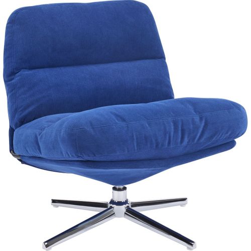 Fauteuil Pivotant En Velours Côtelé Bleu Électrique Et Piètement Chromé - Julia