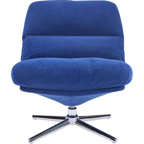 Fauteuil Pivotant En Velours Côtelé Bleu Électrique Et Piètement Chromé - Julia