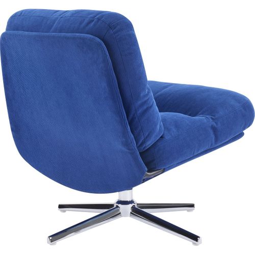 Fauteuil Pivotant En Velours Côtelé Bleu Électrique Et Piètement Chromé - Julia