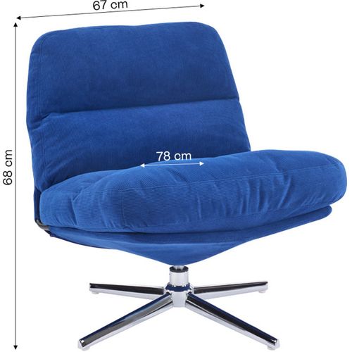 Fauteuil Pivotant En Velours Côtelé Bleu Électrique Et Piètement Chromé - Julia