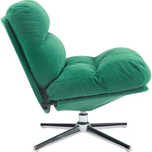 Fauteuil Pivotant En Velours Côtelé Vert Électrique Et Piètement Chromé - Julia