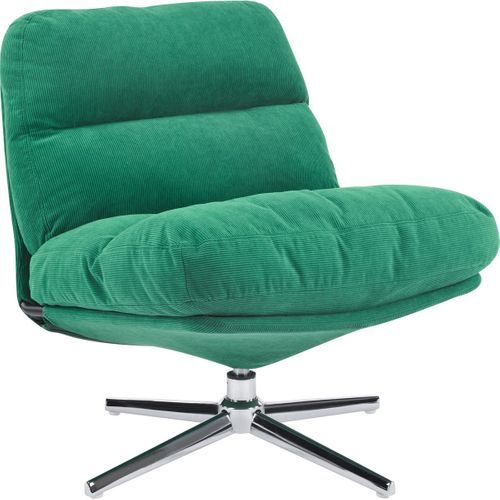 Fauteuil Pivotant En Velours Côtelé Vert Électrique Et Piètement Chromé - Julia
