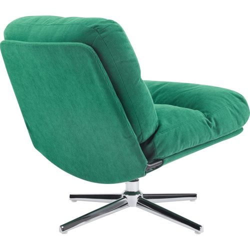 Fauteuil Pivotant En Velours Côtelé Vert Électrique Et Piètement Chromé - Julia