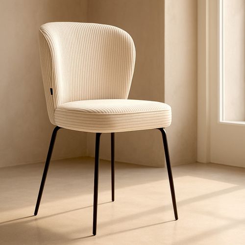 Lot De 2 Chaises En Velours Côtelé Beige - Tara