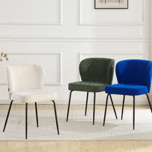 Lot De 2 Chaises En Velours Côtelé Vert Kaki - Tara