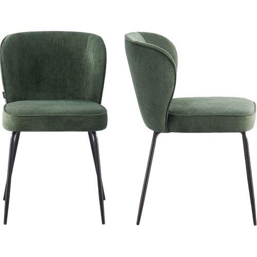 Lot De 2 Chaises En Velours Côtelé Vert Kaki - Tara