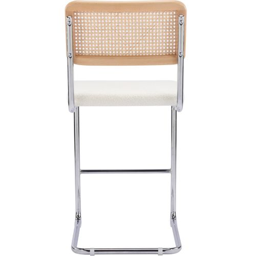 Lot De 2 Tabourets De Bar En Cannage Et Tissu Bouclé Beige - Muse